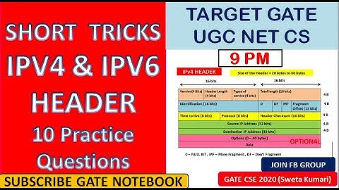 9 PM | Short Tricks For IPv4 & IPv6 Header With 10 Questions  - GATE &  UGC NET CS Exam