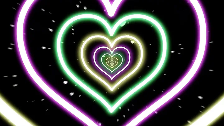Heart Tunnel Loop | 12 Hour Heart Screen & Neon Lights Background with pink, yellow green LED Lights