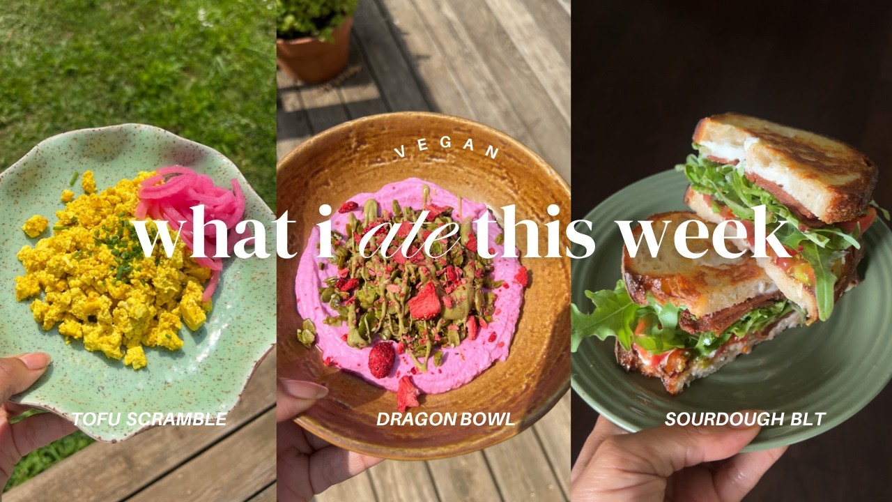WHAT I EAT IN A WEEK VEGAN | tomato harvest, yogurt bowl, matcha granola, pasta, & sandwiches!