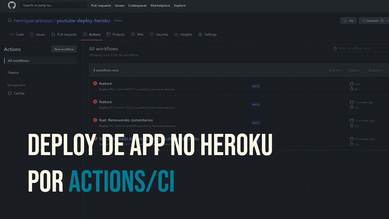 Deploy de app no Heroku por Actions/CI Github - YouTube