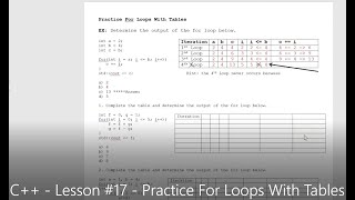 C++ - Lesson #17 - Practice For Loops With Tables