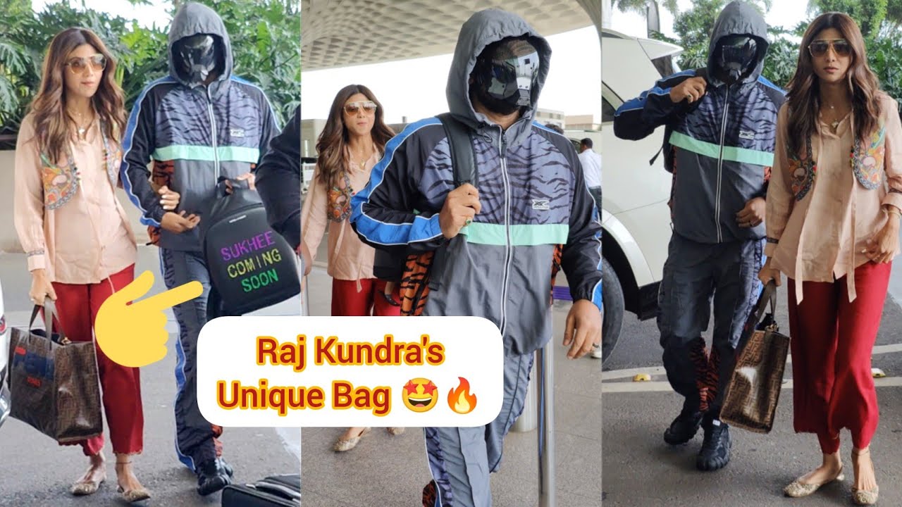 Maskman Raj kundra with Fitness Queen Shilpa Shetty, Raj K redefine fashion with his Bag style❤️🌼