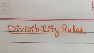 Divisibility Rules ( 1 )