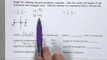 Parametric Equations Hyperbola HW #1