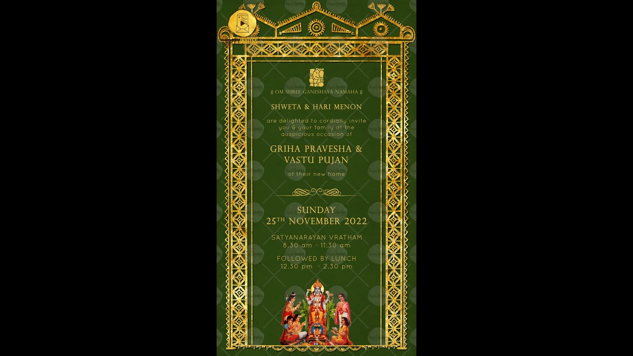 Satyanarayan Puja Invitation Ecard & Video Maker Online - Happy Invites