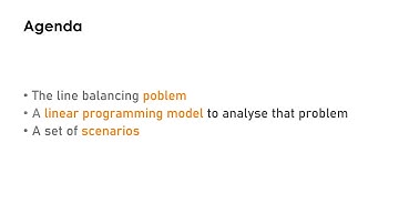 Optimization. Line Balancing Case 1