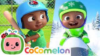 cody s home run vs snowmobile race it s cody time cocomelon