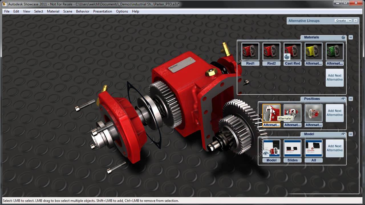Autodesk Showcase 2011 on a Parker Hannifin PTO model - YouTube