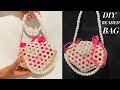 HOW TO MAKE A DIY  BEADED BAG//HOW TO MAKE MINI HEART BEADED BAG/FAUX PEARL BEADED HEART BAG