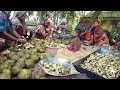 Elephant apple pickle  100 kg chalta pickle cooking  prepared by women to feed kids  villagers