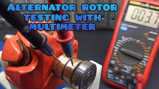 Alternator rotor testing with multimeter