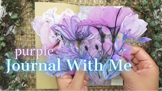 Purple Scrapbook Journal With Me | Satisfying Art ASMR