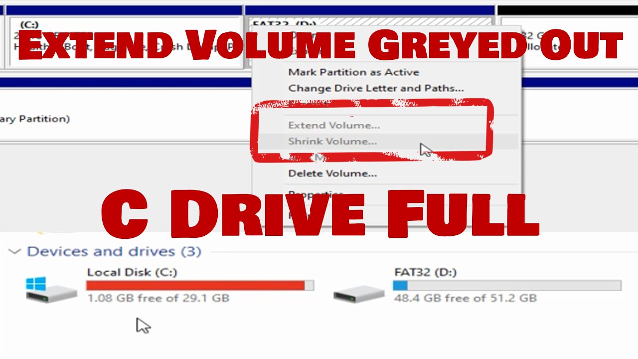 extend volume ไม่ได้  New  Extend Volume Greyed Out How to increase C drive space in Windows