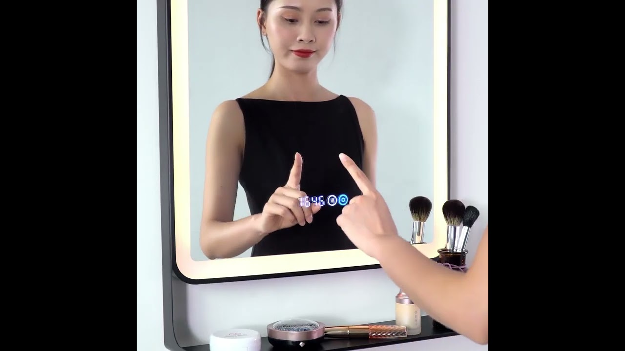 PM-E100  Touch Screen Bathroom Mirror With Shelf Bath Led Smart Mirror Light Bathroom Mirror Wall