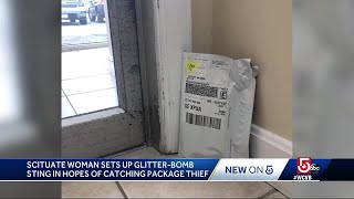 Package thief sets off woman's glitterbomb trap