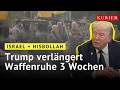 Trump verlängert Waffenruhe zwischen Israel und Hisbollah um drei Wochen