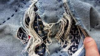 Second Jeans Repair with Sashiko Stitching | with little explanation