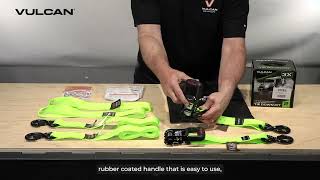Vulcan High-Viz Green Ratchet Strap Tie Down Kit 4-Pack Unboxing