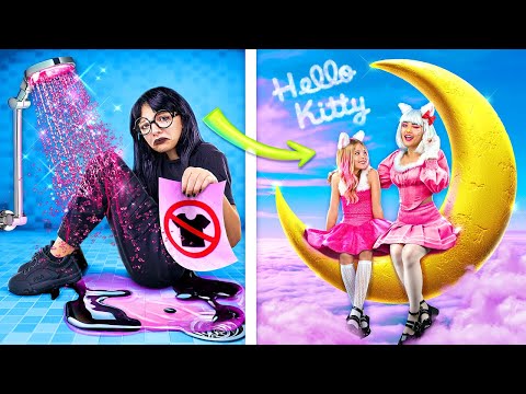 Экстремальное перевоплощение из ботанши в Хеллоу Китти! Как стать Hello Kitty!