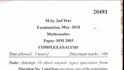 Complex analysis MDU MSc math DDE exam paper final year