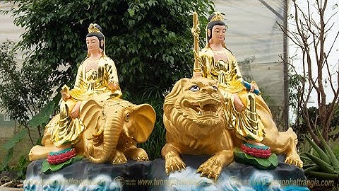 Tượng Văn Thù Phổ Hiền Bồ Tát bằng nhựa composite đẹp 2022 | Tượng Phật Trần Gia | 0931470726