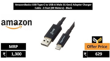 AmazonBasics USB Type C to USB A Male 31 Gen2 Adapter Charger Cable   3 Feet 09 Meters   Black