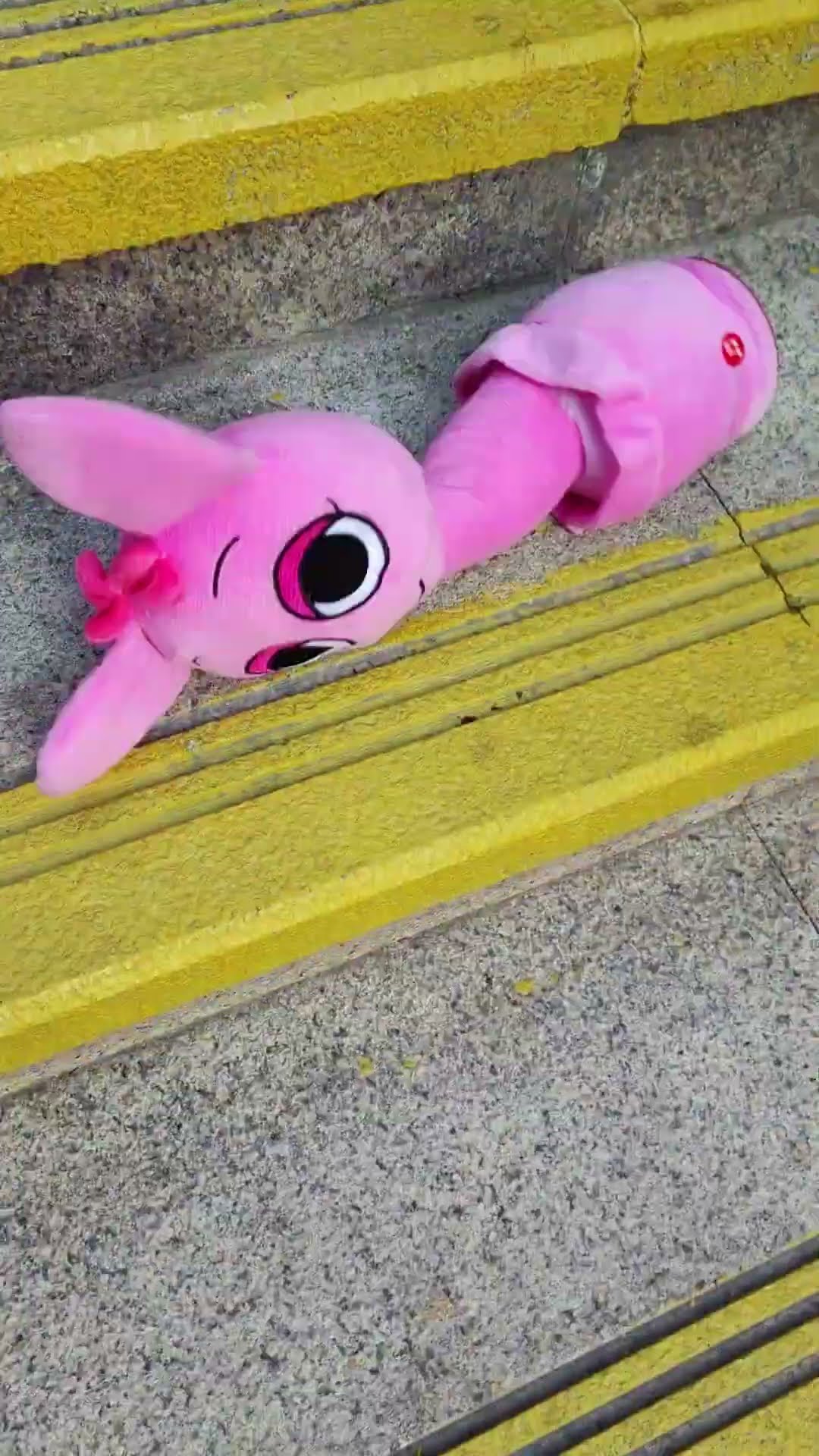 Pinki falling down stairs