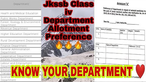 Jkssb Class iv Department Allotment Preference🔥🔥