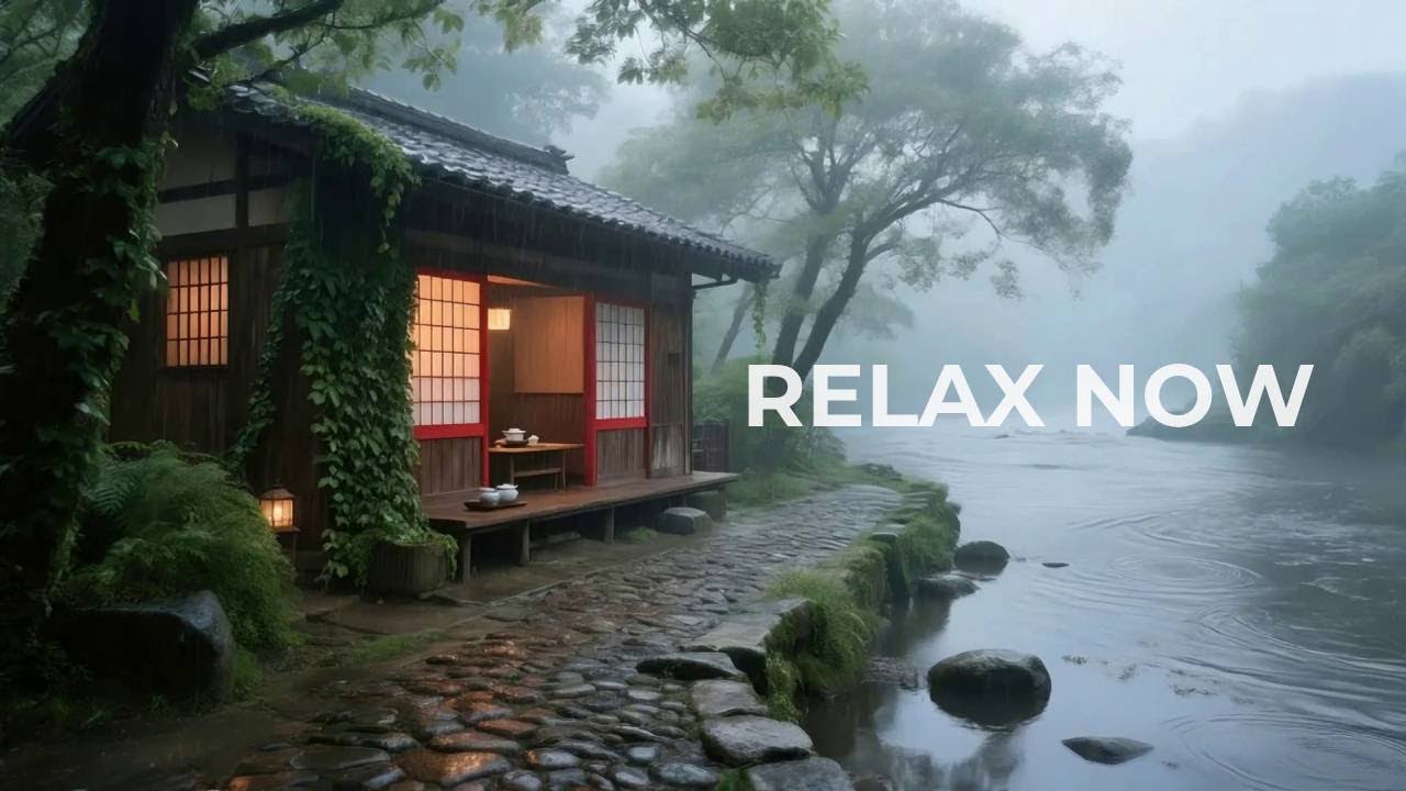 12 часов успокаивающих звуков дождя на Туманной прибрежной тропе с фонарями для расслабления 🏮