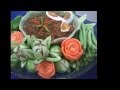 Beautiful Thai Food and Carved Vegetable Decorations
