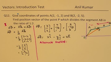 Find Position Vector That Divides Line Segment in Ratio of 1 to 2 Section Formula