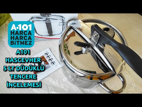 A101 DEN ALDIĞIM HASCEVHER 5 LT DÜDÜKLÜ TENCERE İNCELEMESİ 💯 PAKET AÇILIMI  STRAİGHT PRESSURE COOKER