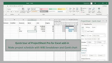 Online Excel add-in to create project schedule with WBS, dependencies, resources and Gantt