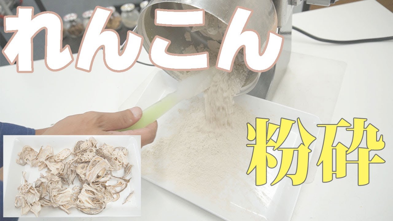 レンコンパウダーの作り方 蓮根をスライス 乾燥 粉末にする機械 ラボネクト株式会社 食品乾燥機や粉砕機 加工機器の販売