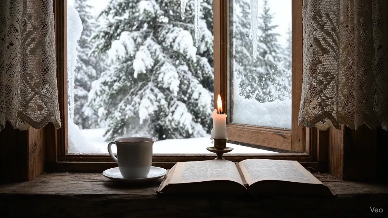 3 Hours of Cozy Winter Window Ambience ❄️ Gentle Wind Sounds | No Music | Relax, Sleep, Study