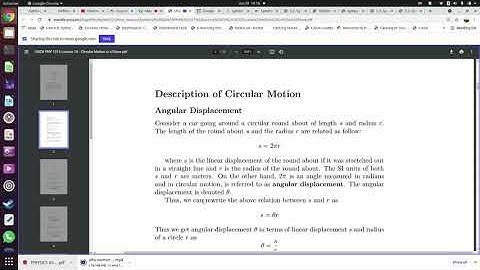 UNZA PHY 1015 Lecture 7A Part 1 Group O   Description Circular Motion in a Plane 28 June 2021