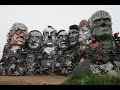 'Mount Recyclemore' sculpture G7 Summit 2021, Carbis Bay, Cornwall, UK, Re-use! Recycle! Repair!
