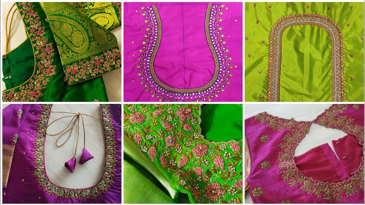 maggam work blouse design// bridal embroidery blouse designs. - YouTube