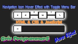 Navigation Icon Hover Effect with Toggle Menu bar || HTML , CSS , JavaScript || Qrio ProgrammerS