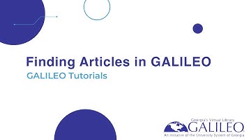 Finding Articles in GALILEO