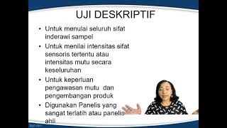 Kuliah 6 Uji Sensoris Tipe tipe Pengujian Sensoris