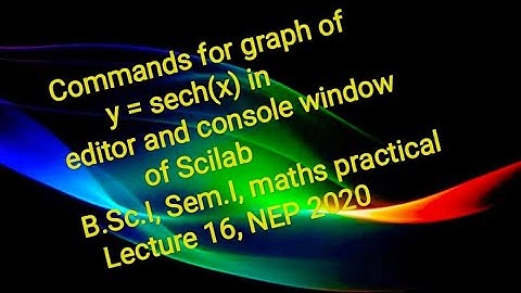 Commands to plot y=f(x)=sech(x) in Editor and Console window of scilab, B.Sc.I,sem.I,maths practical