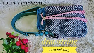 Crochet || tutorial tas serut || drawstring bag tutorial || English subtitles