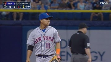 NYM@TB: Tejada backhands grounder, fires for the out