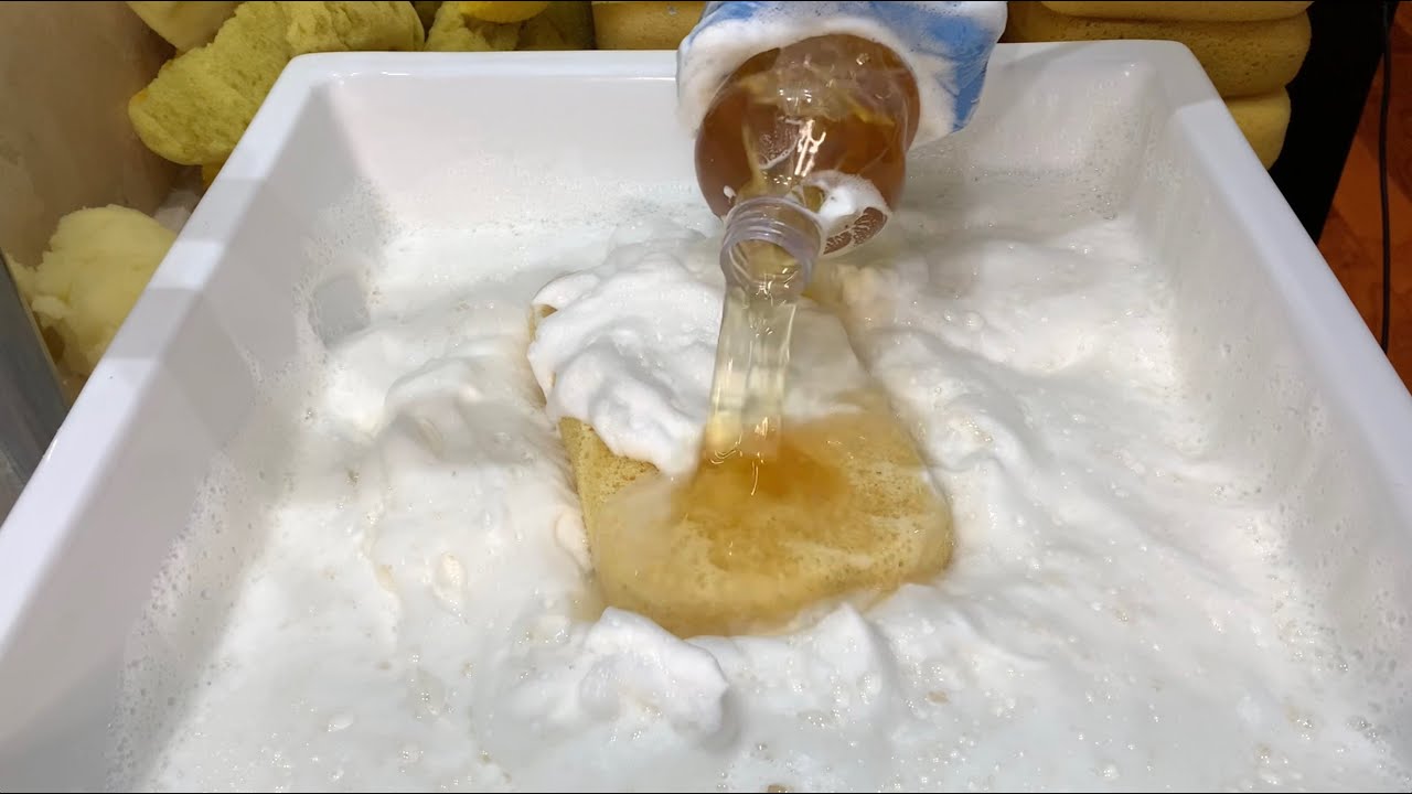 ✨🧼🌲THE THICKEST SUDS EVER!!🧼🌲✨ (🕊Dove + 🌲PineSol) - sponge ASMR