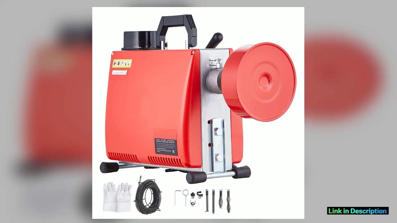 SucceBuy Drain Cleaner Machine 250W Electric Sewer Snake Auger Manual Feed with 7 Cutters 2 Steel