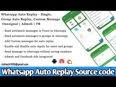 Hoe to Make Whatsapp Auto Replay App || Whatsapp Auto Replay – Single, Group Auto Replay Sourse code