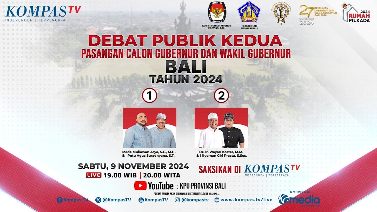 LIVE - Debat Publik Kedua Gubernur dan Wakil Gubernur Bali 2024