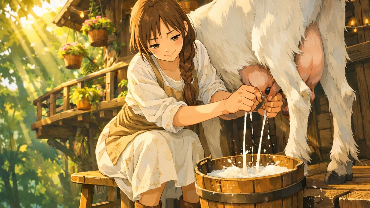 Milking Goats & Making Fresh Cheese | Peaceful Treehouse Life in Ghibli Style & Ghibli Alone