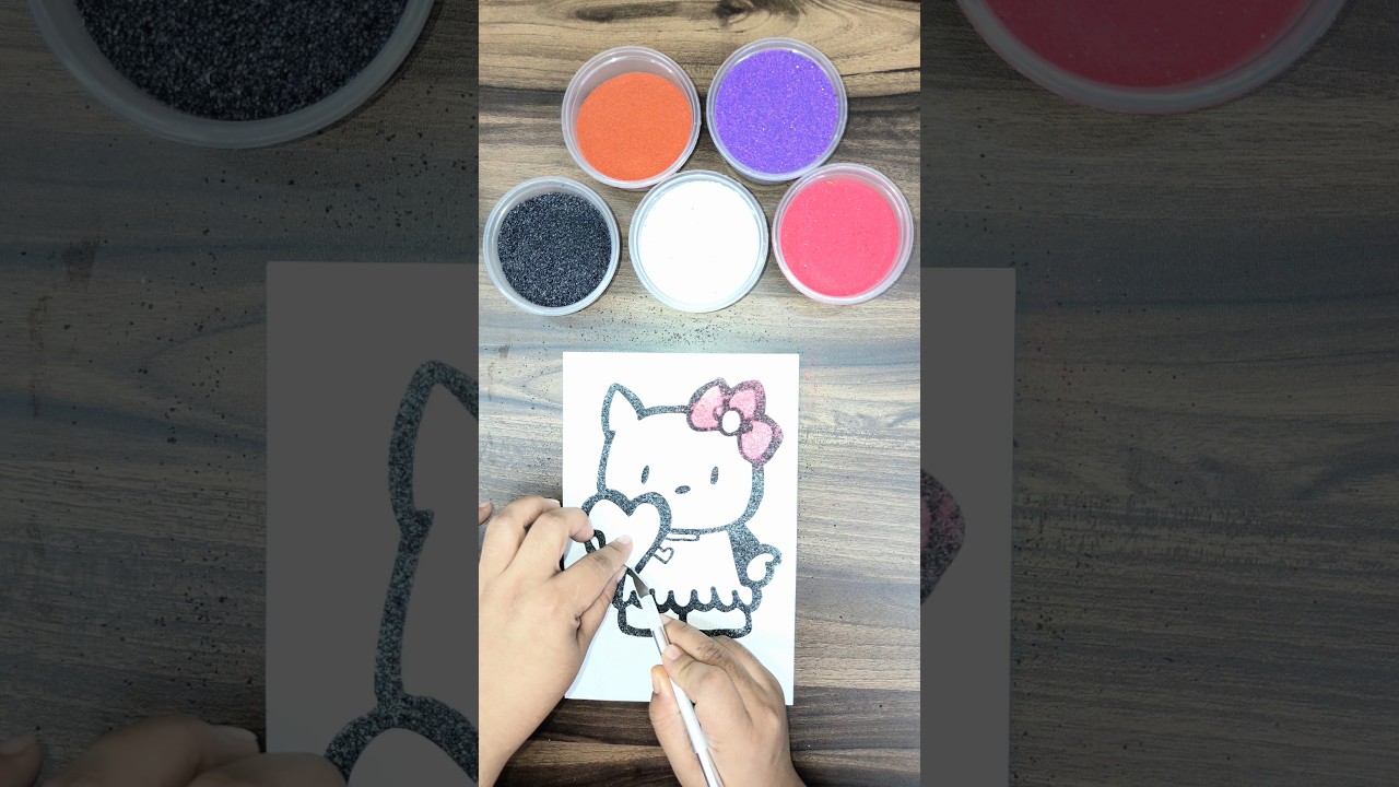 Hello Kitty Sand Art Painting | Relaxing Drawing & Coloring 